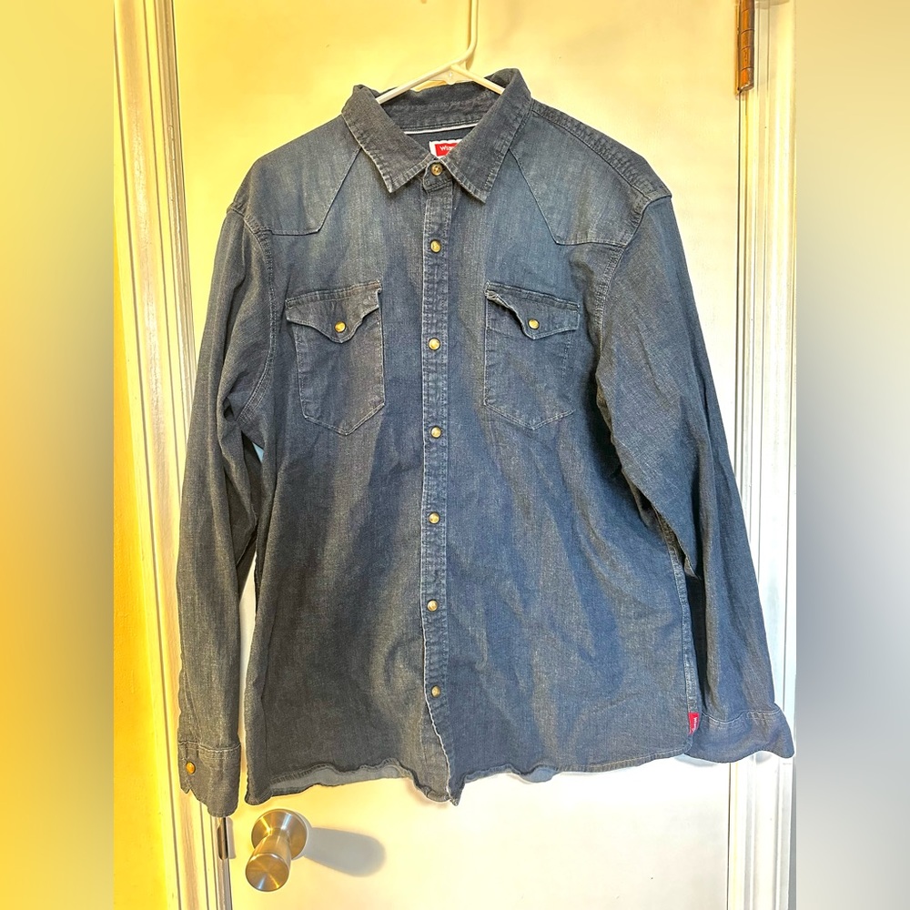 Wrangler Men’s Western Denim Pearl Snap Shirt - Size XL